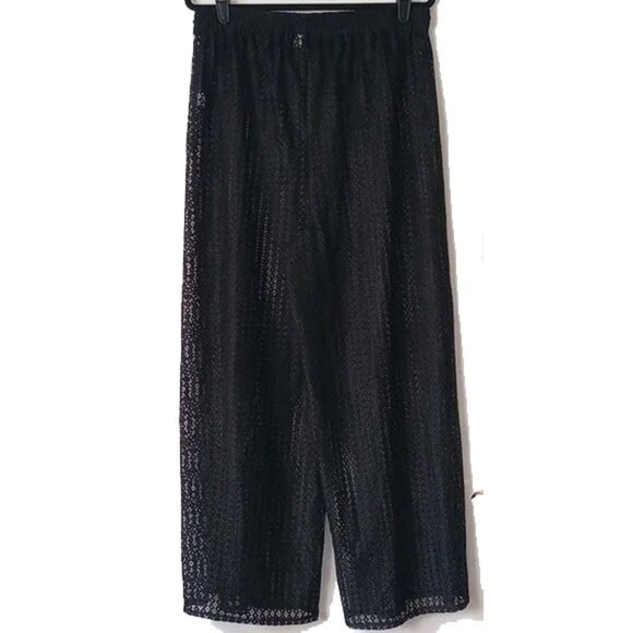 Nordstrom Cabana Mesh Wide Leg Cover Up Pants L Black - Picture 2 of 8